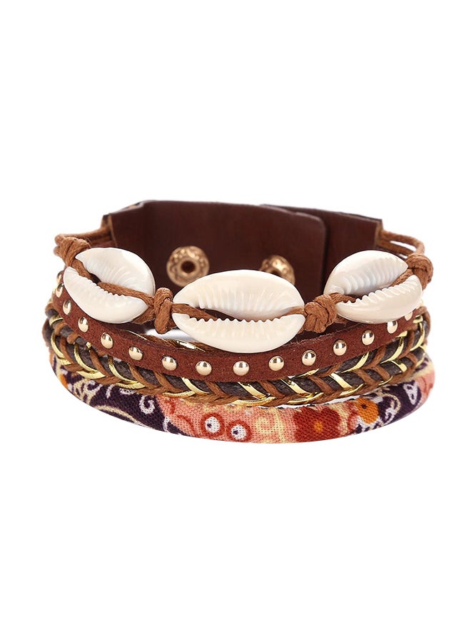 Sharpdo Seashell Pattern Magnetic Closure Multi-Layer Bracelet 