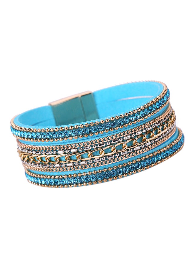 Crystal Stud Chain Braided Pattern Wrap Bracelet