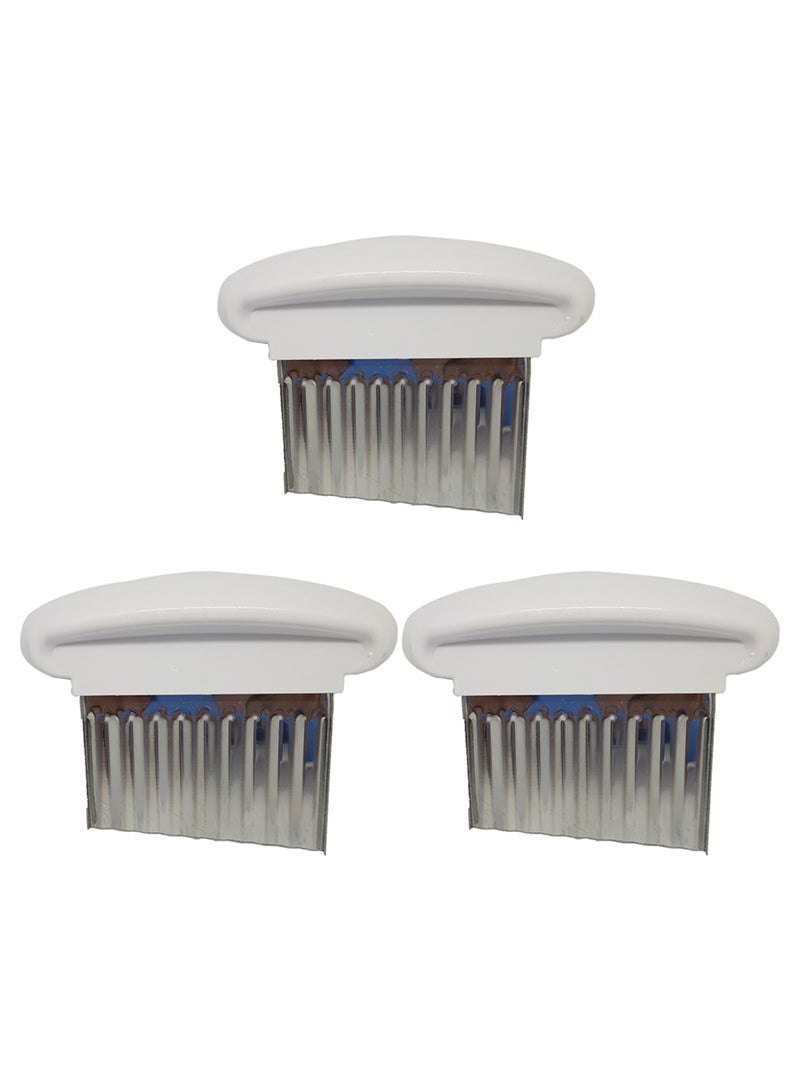 سي سي طقم مكشطة وقطاعة للعجين من 3 قطع أبيض/فضي 10سم