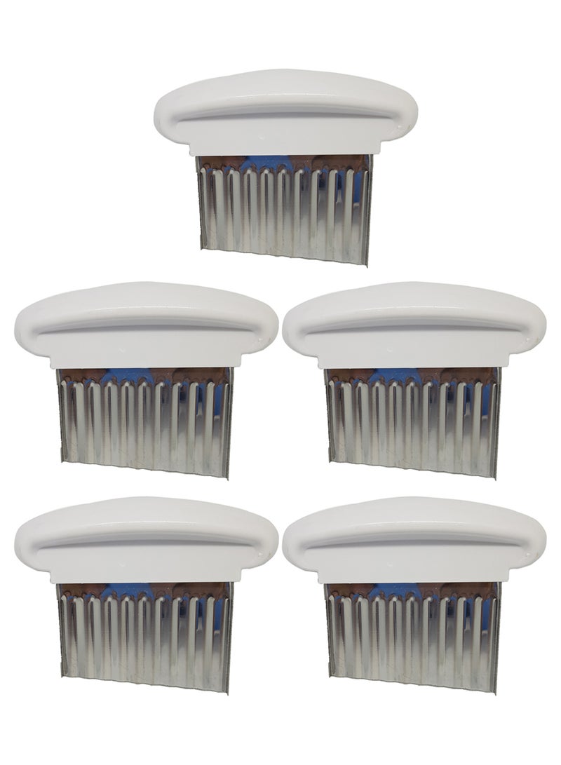 سي سي طقم مكشطة وقطاعة للعجين من 5 قطع أبيض/فضي 10سم