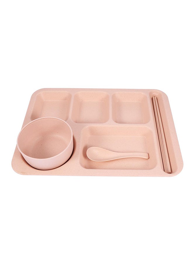 5-Sections Wheat Straw Divided Dinnerware Set Brown - Image 1