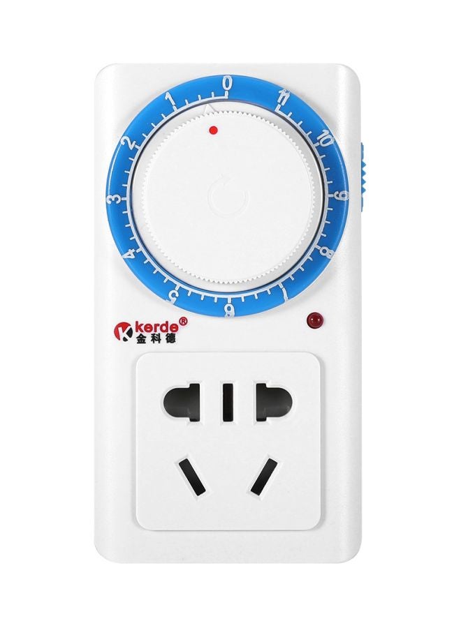 Mechanical Countdown Timer Socket White/Blue 9.7x5.2x5.5cm  - Image 1