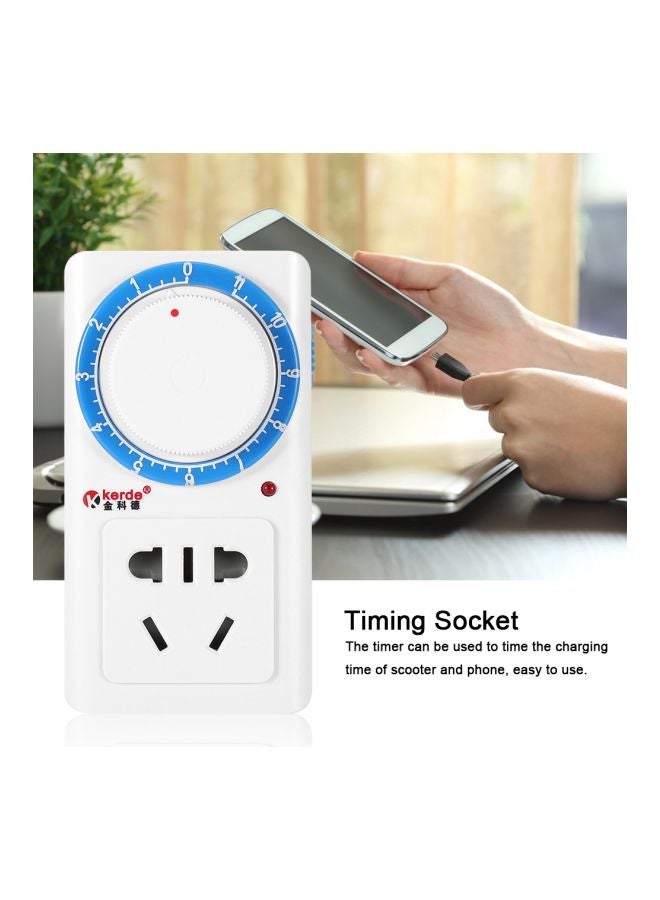 Mechanical Countdown Timer Socket White/Blue 9.7x5.2x5.5cm  - Image 4