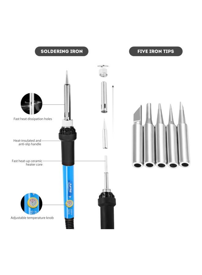 Inlife - Soldering Iron Kit With Temperature Control Light Blue/Black/Orange - Image 1