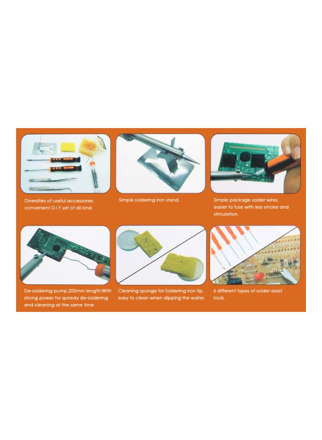 JAKEMY 16-Piece Electric Soldering And Welding Tool Set Silver/Orange/Black 27x16x5.00cm - Image 5