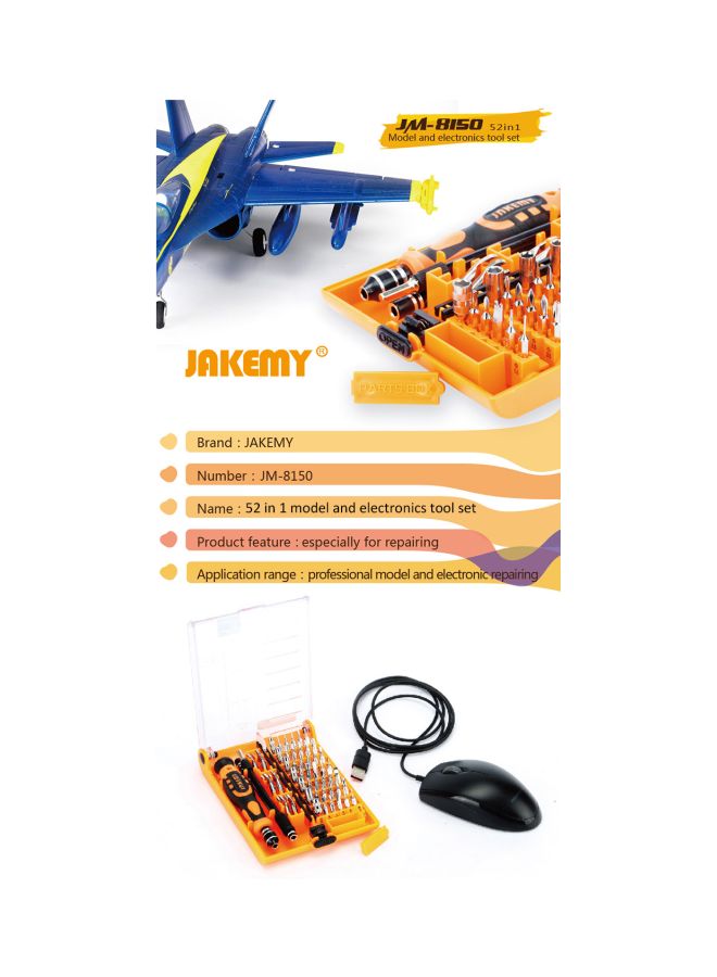 JAKEMY 52-Piece Screwdriver Tools Set Silver/Black/Orange - Image 5