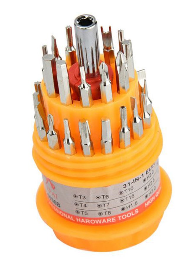 31-In-1 Screwdriver Mobile Phone Repair Tool Kit Silver/Orange 