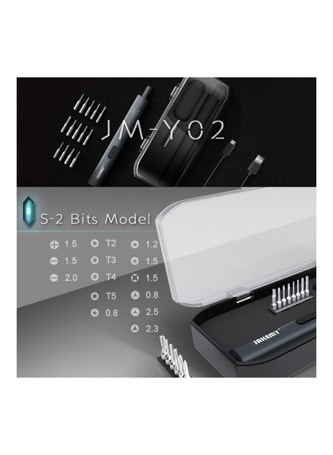 JAKEMY - Electric Screwdriver And Bits Set Black 21x4x9.5cm - Image 1