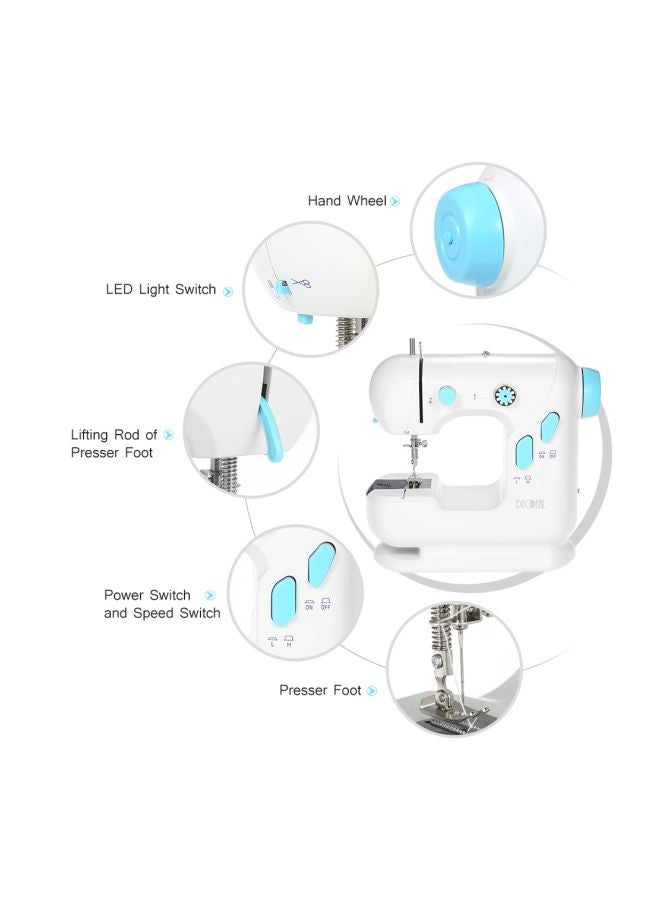 Decdeal Electric Sewing Machine YFSM-306 White/Blue - Image 2