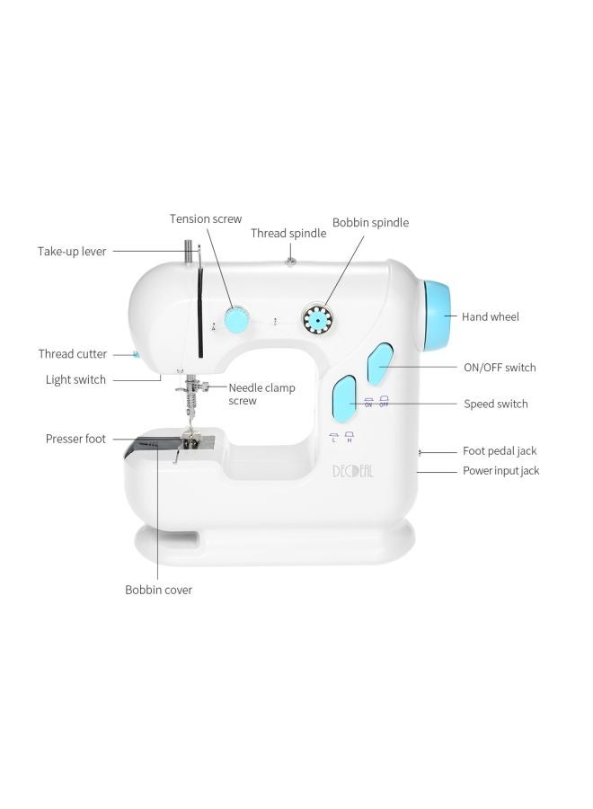 Decdeal Electric Sewing Machine YFSM-306 White/Blue - Image 3