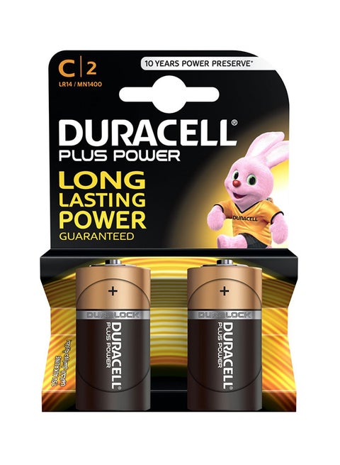 2-Piece Plus Power Alkaline Batteries Black/Bronze