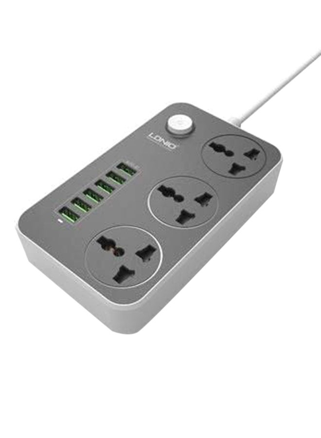 Generic 3 AC Sockets And 6 USB Ports Grey 500grams 