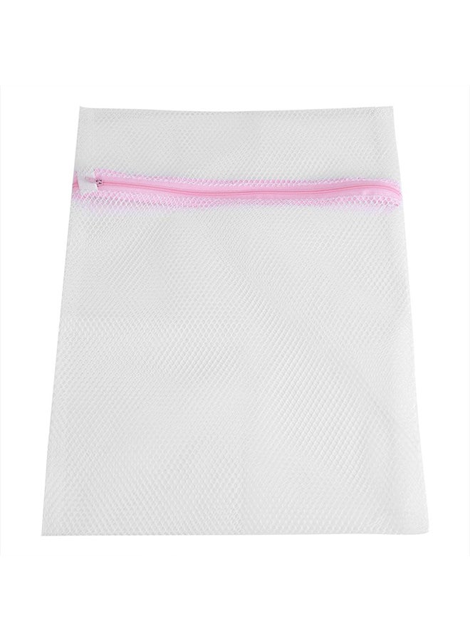 Zipper Closure Mesh Laundry Bag White - Image 1