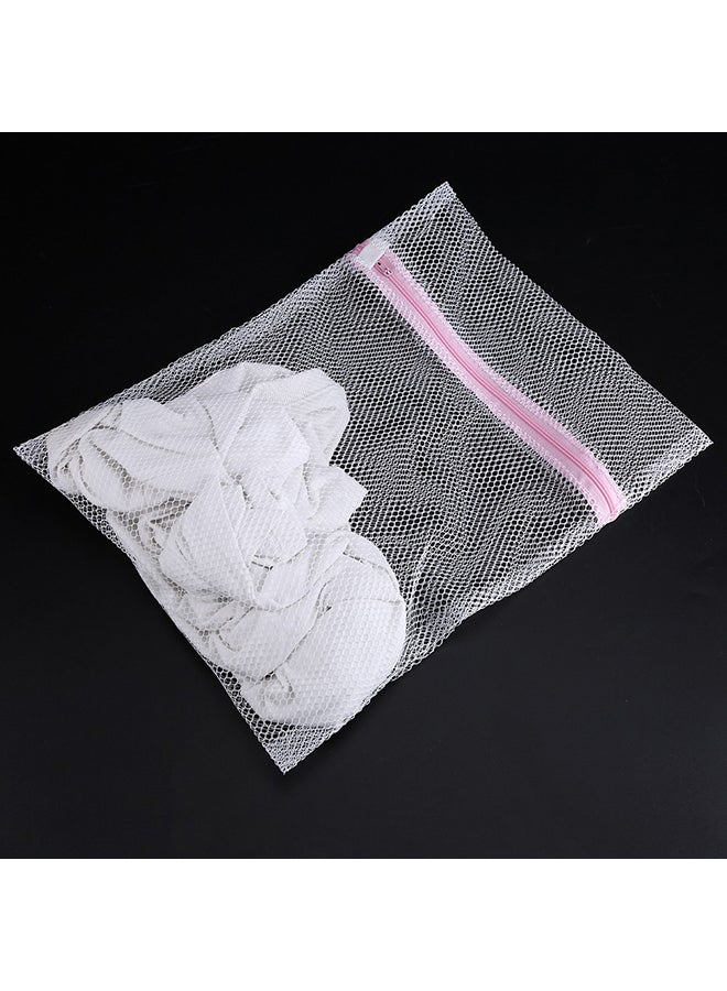 Zipper Closure Mesh Laundry Bag White - Image 3