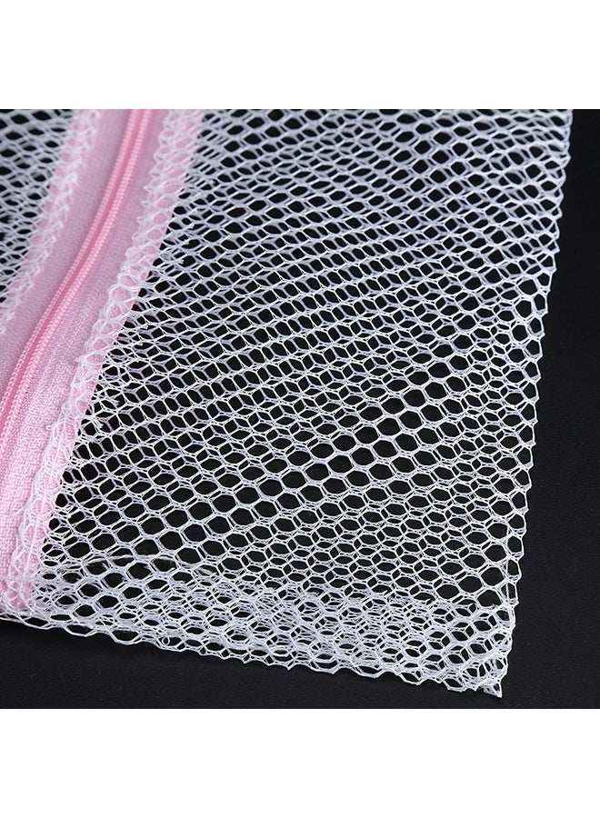 Zipper Closure Mesh Laundry Bag White - Image 5