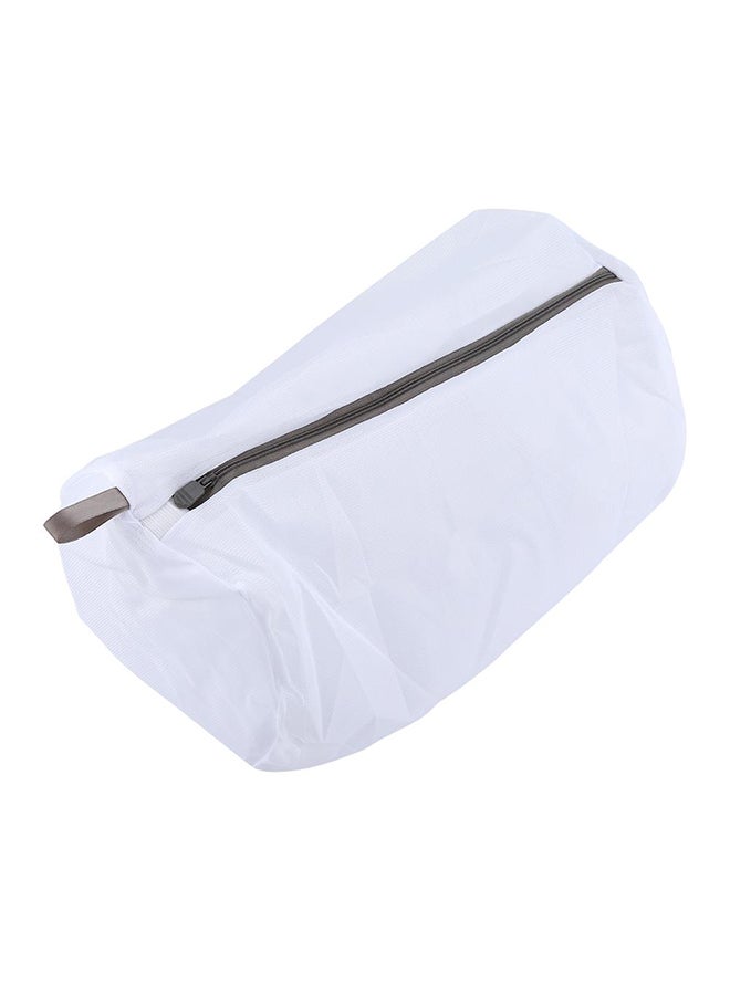 Zipper Closure Mesh Laundry Bag White - Image 1