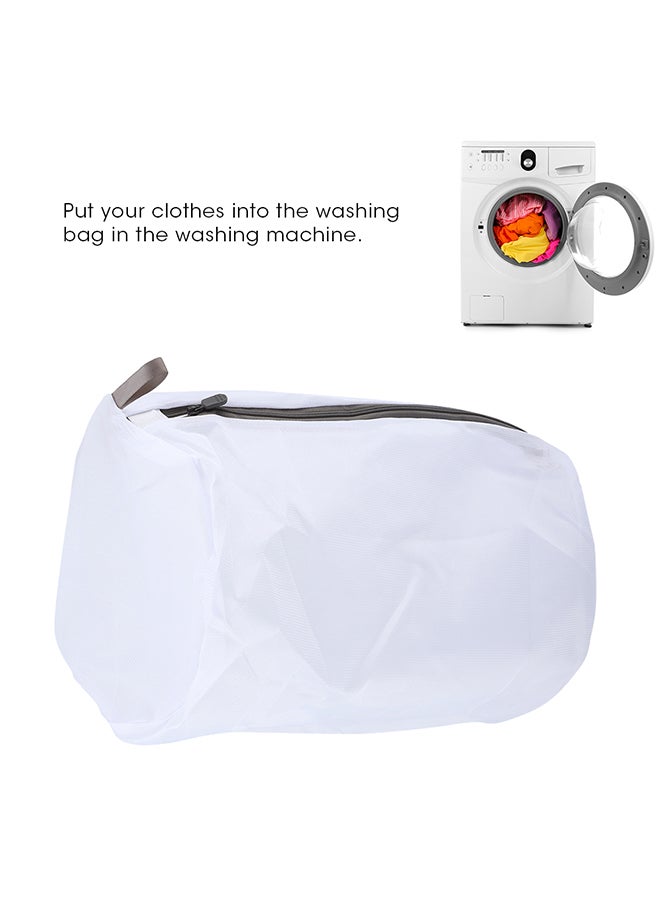 Zipper Closure Mesh Laundry Bag White - Image 3