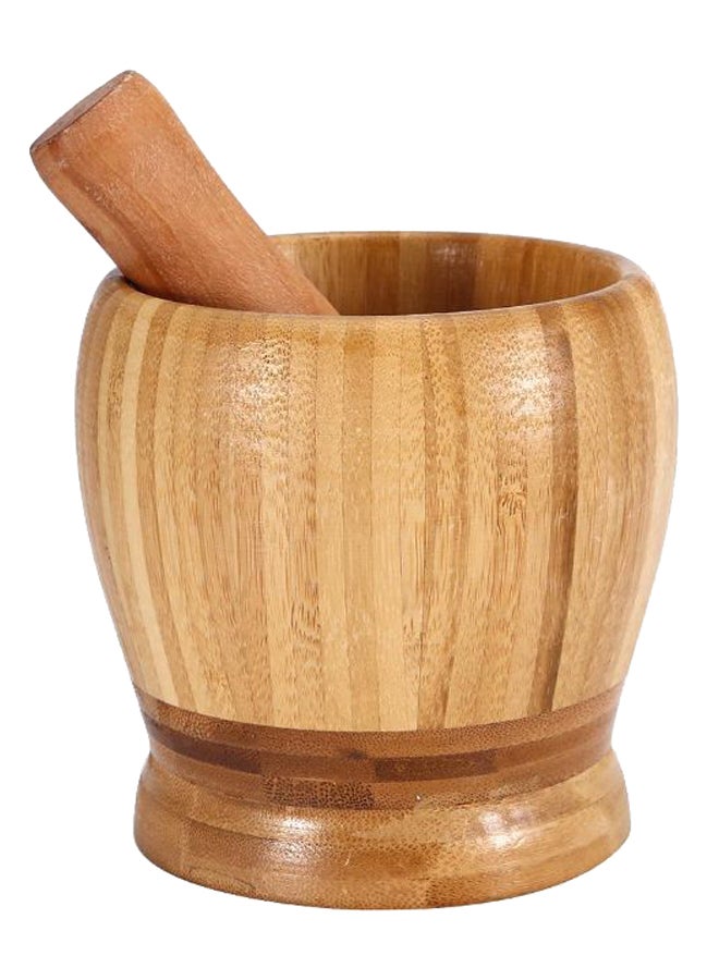 Mortar And Pestle Mixing Grinding Bowl Brown 462grams 