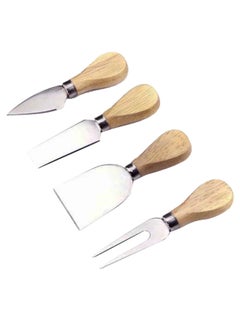 4-Piece Cheese Knife Set Silver/Brown