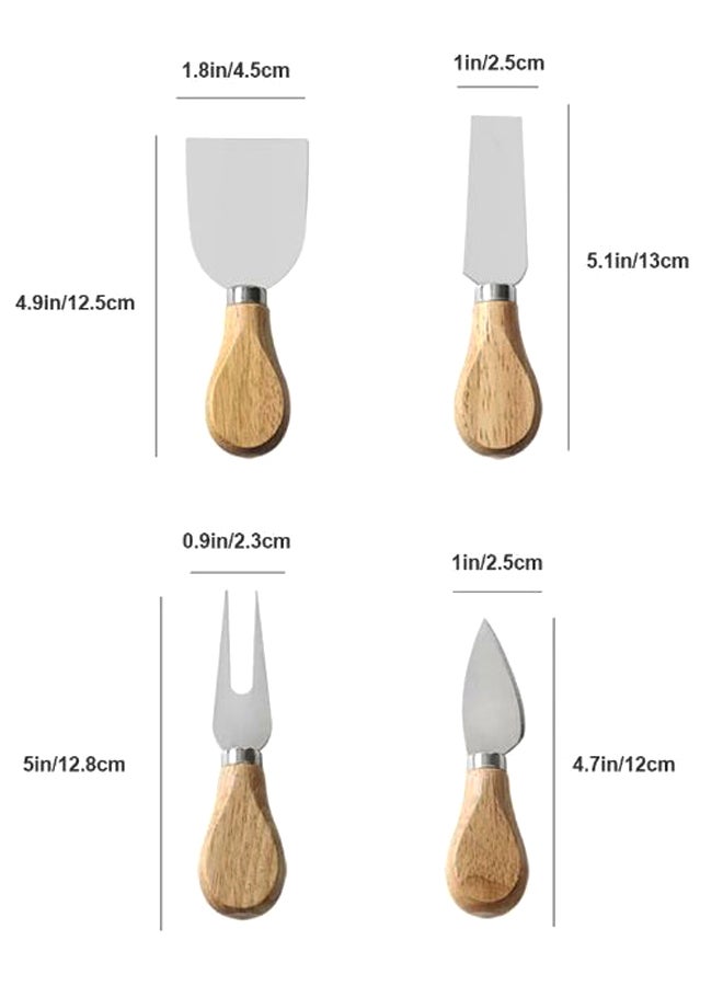 Generic - 4-Piece Cheese Knife Set Silver/Brown - Image 1