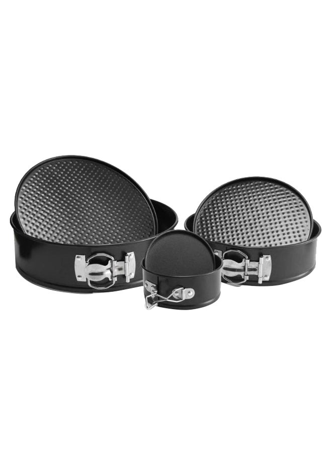 3-Piece Non-Stick Baking Pan Cake Mould Set Black - Image 1