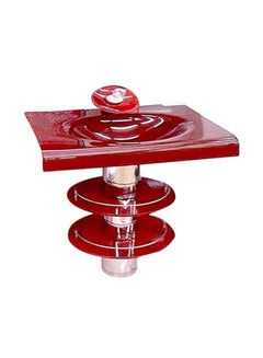 Glass Wash Basin With Tall Waterfall Mixer Red/Silver