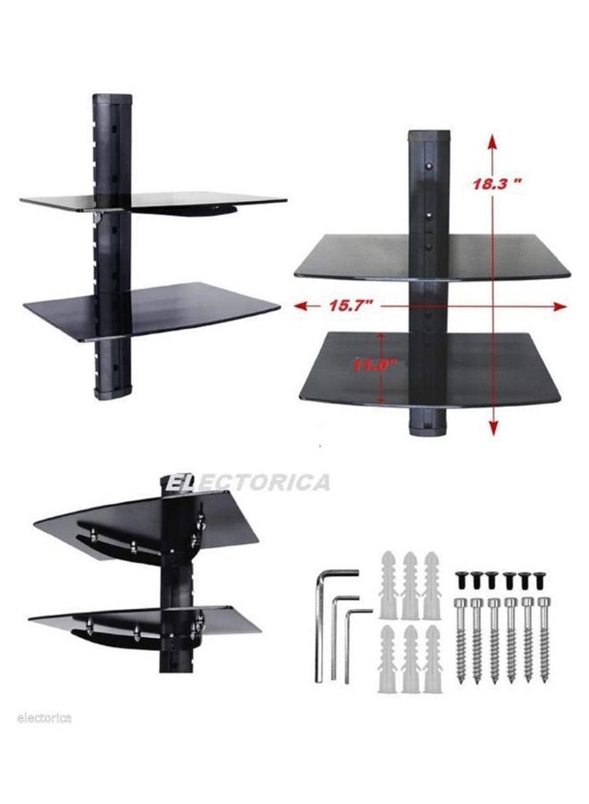 2-Layer Shelf Audio Video DVD Wall Stand HD TV Mount For Below 32 Inch Black - Image 2