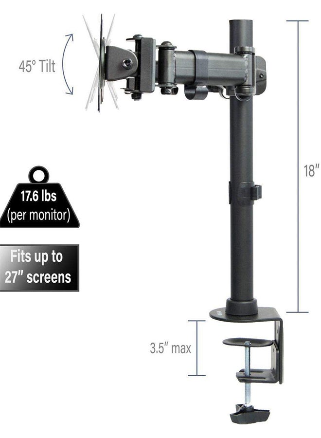 Dual Monitor Arms Fully Adjustable Desk Mount Stand Black - Image 3