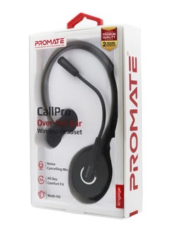 PROMATE Wireless Mono Headset, Premium Bluetooth Headphone with Noise Cancelling Mic, HD Voice, Built-In Controls and Adjustable Fit Headband for Skype, Stage Speaker, Teaching, Engage Black  - Image 2