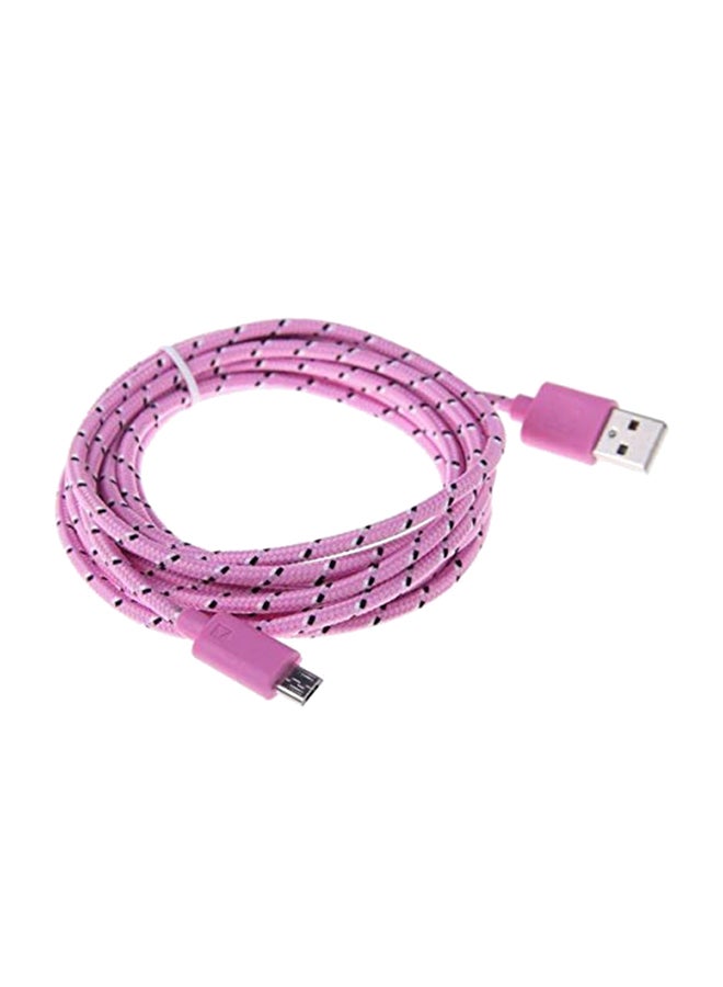 كابل مضفر بمنفذ مايكرو USB للشحن ومزامنة بيانات أرجواني - Image 1