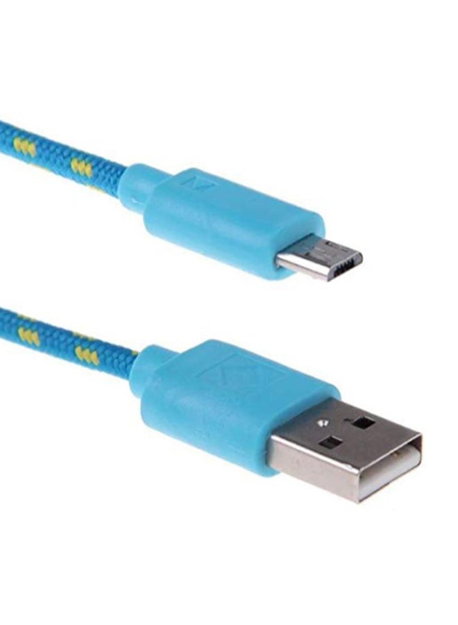 Braided Micro USB Data Sync Charger Cable Blue - Image 2