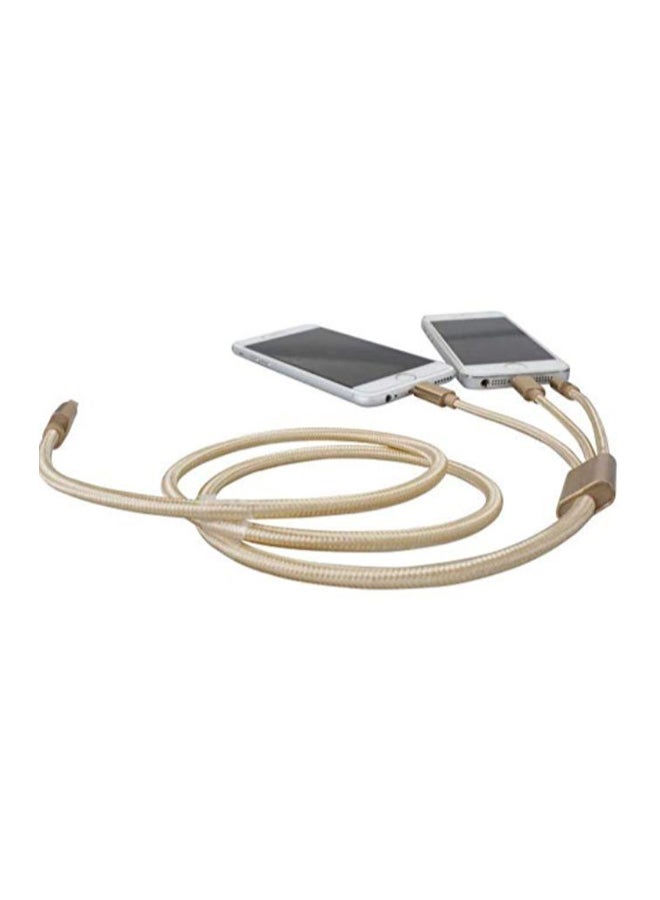 كابل Lightning USB متعدد الشحن ذهبي - Image 2