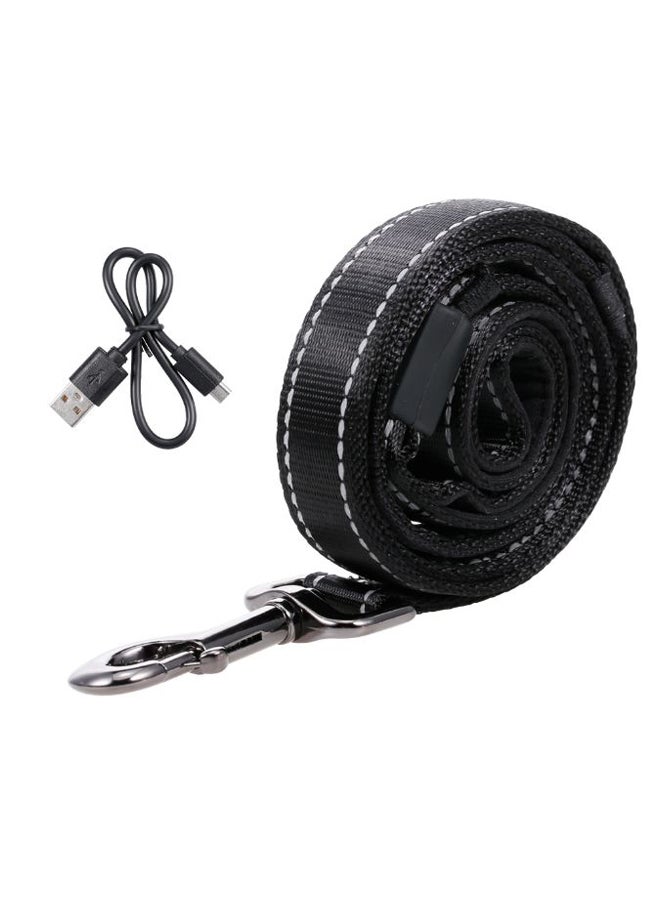 مقود للحيوانات الأليفة قابل للشحن بمنفذ USB مزود بإضاءة LED أسود M