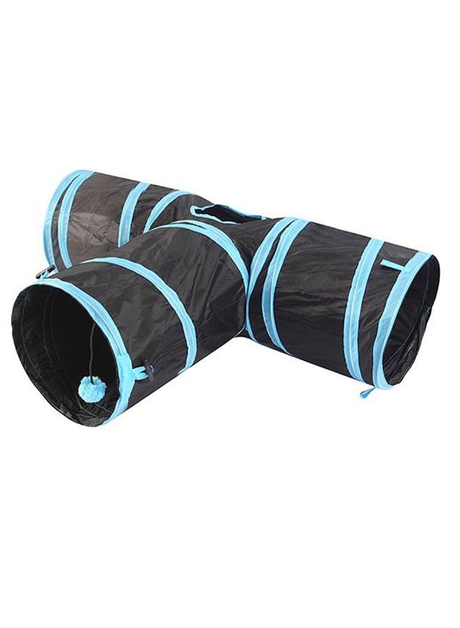 Pet 3-Way Collapsible Tunnel Toy Black/Blue