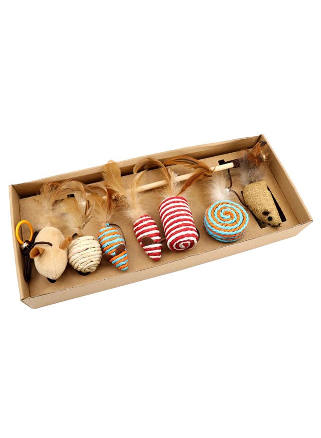 Generic - 7-In-1 Interactive Cat Teaser Wand Toy Set Multicolour - Image 1