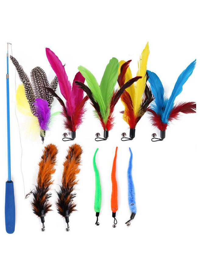 11-Piece Interactive Feather Teaser Toy Set Multicolour