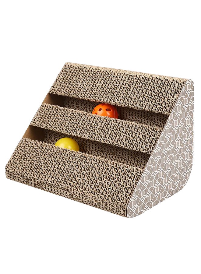 لوح خربشة بتصميم منحدر مزود بكرة مع جرس بني/بيج