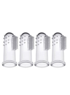 LW 4-Piece Soft Pet Finger Toothbrush Set Clear 