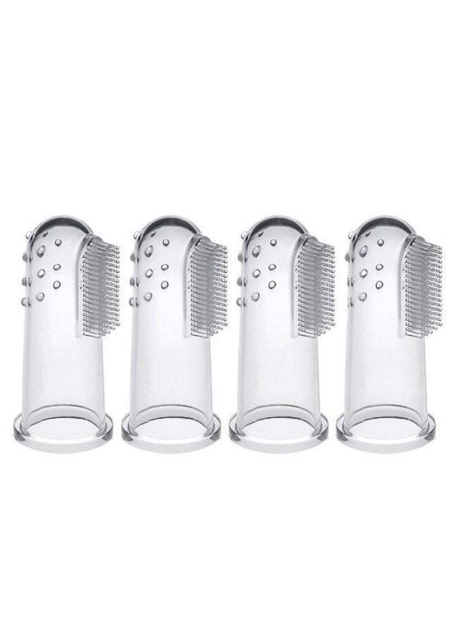 LW 4-Piece Soft Pet Finger Toothbrush Set Clear 
