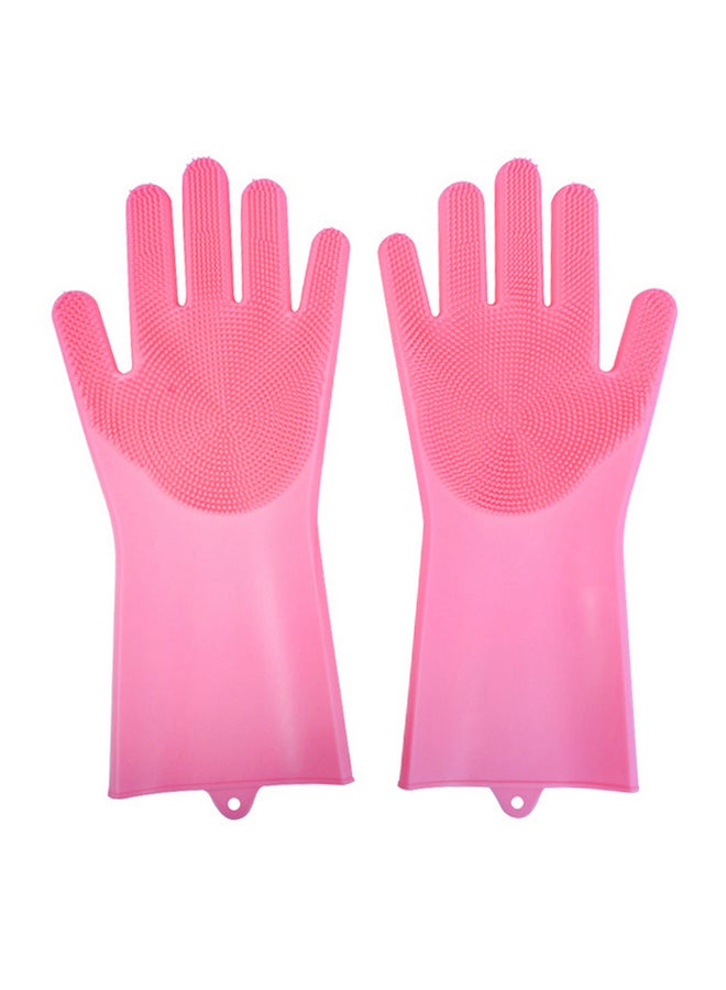 Silicone Dish Washing Scrubber Gloves Rose  - Image 1