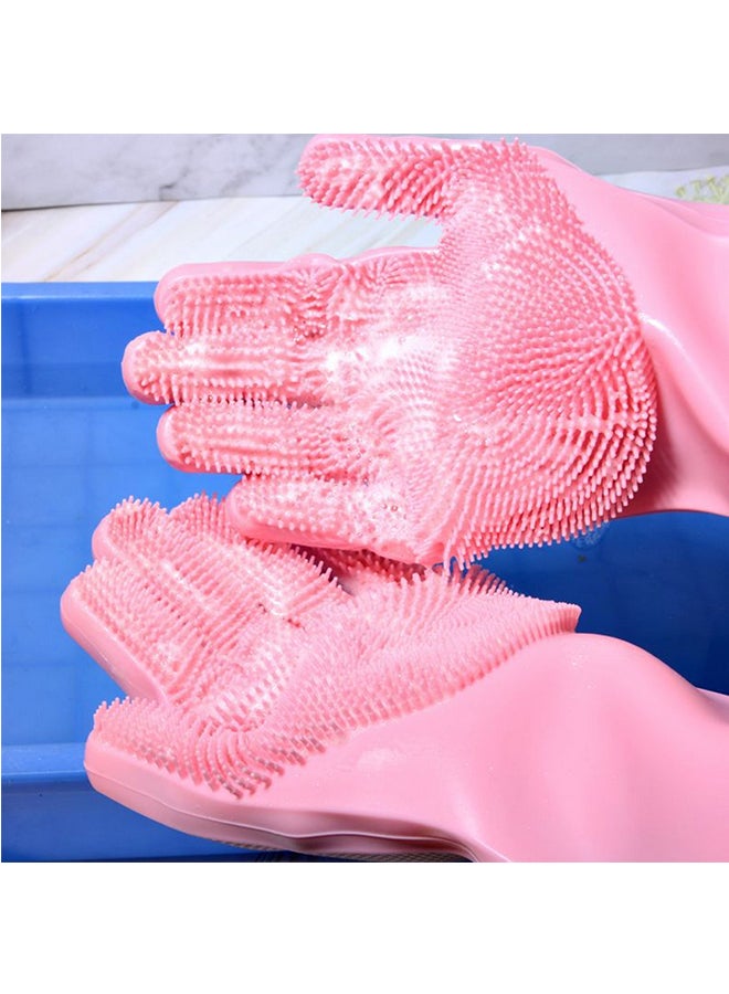 Silicone Dish Washing Scrubber Gloves Rose  - Image 2