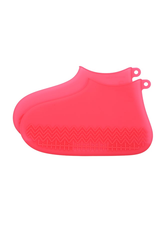 Pair Of Reusable Waterproof Non-Slip Rain Shoe Cover Red  - Image 1