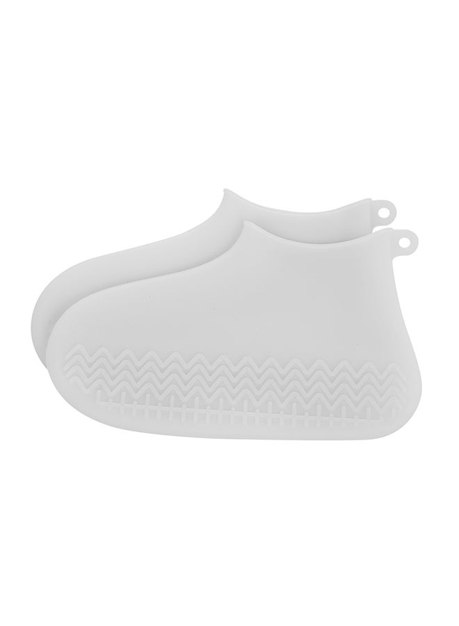 2-Piece Non-Slip Silicone Rain Shoe Cover Set White  - Image 1