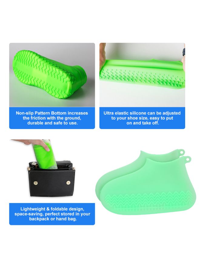 2-Piece Non-Slip Silicone Rain Shoe Cover Set White  - Image 4
