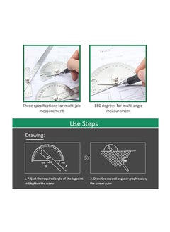 Generic Stainless Steel Protractor Angle Finder Rotary Measuring Ruler Silver 30cm  - Image 2