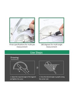 Generic 180 Degree Rotary Protractor Angle Finder Measuring Ruler Silver  - Image 2