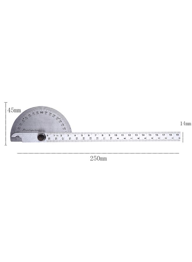 Generic - 180 Degree Rotary Protractor Angle Finder Measuring Ruler Silver - Image 1