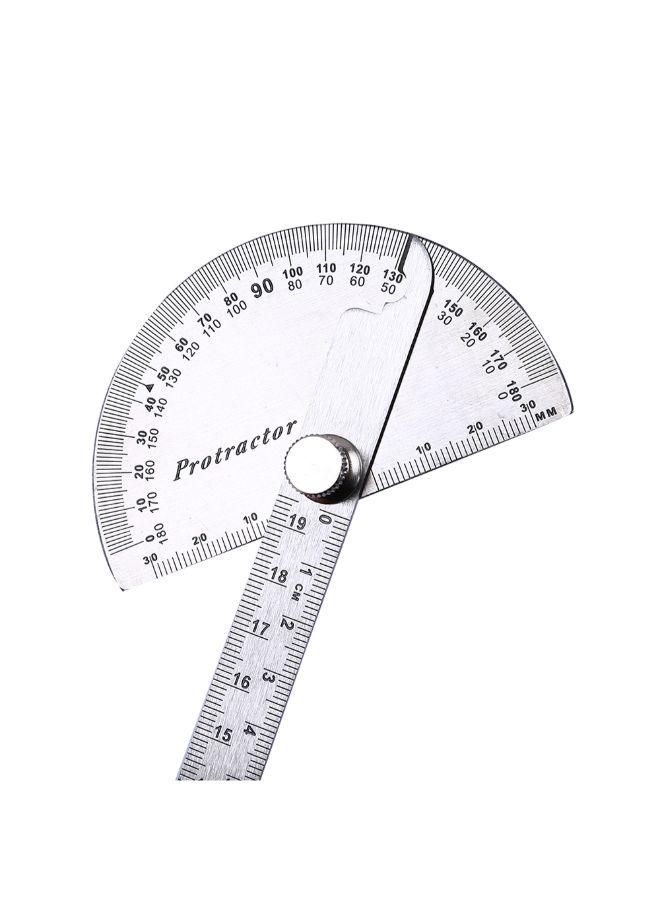 Generic - 180 Degree Rotary Protractor Angle Finder Measuring Ruler Silver - Image 1