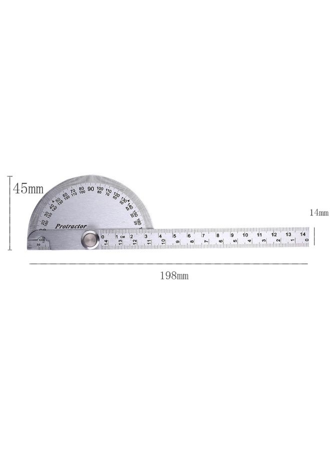 180 Degree Rotary Protractor Angle Finder Measuring Ruler Silver  - Image 4