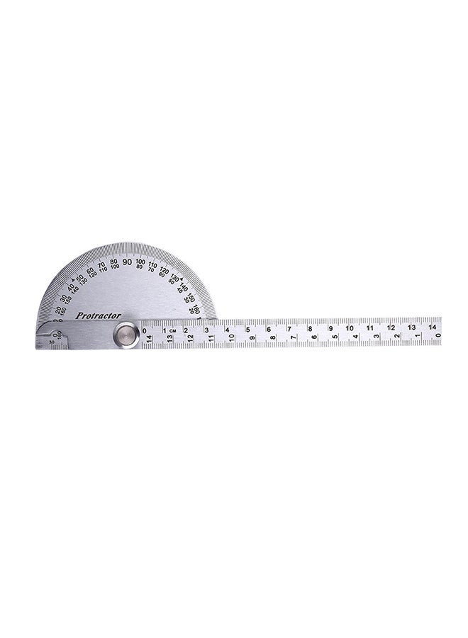 180 Degree Rotary Protractor Angle Finder Measuring Ruler Silver  - Image 1